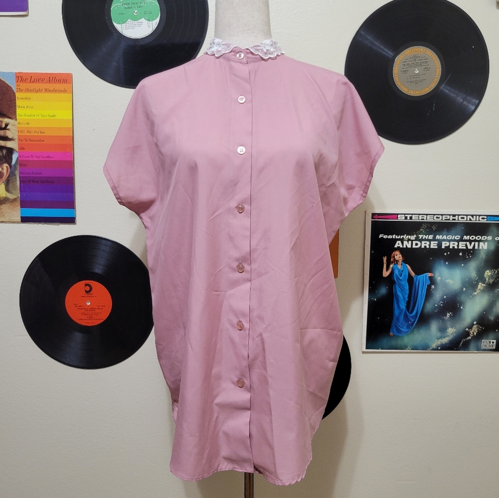 David Peet | Vintage Pink Lace Neck Regency Blouse